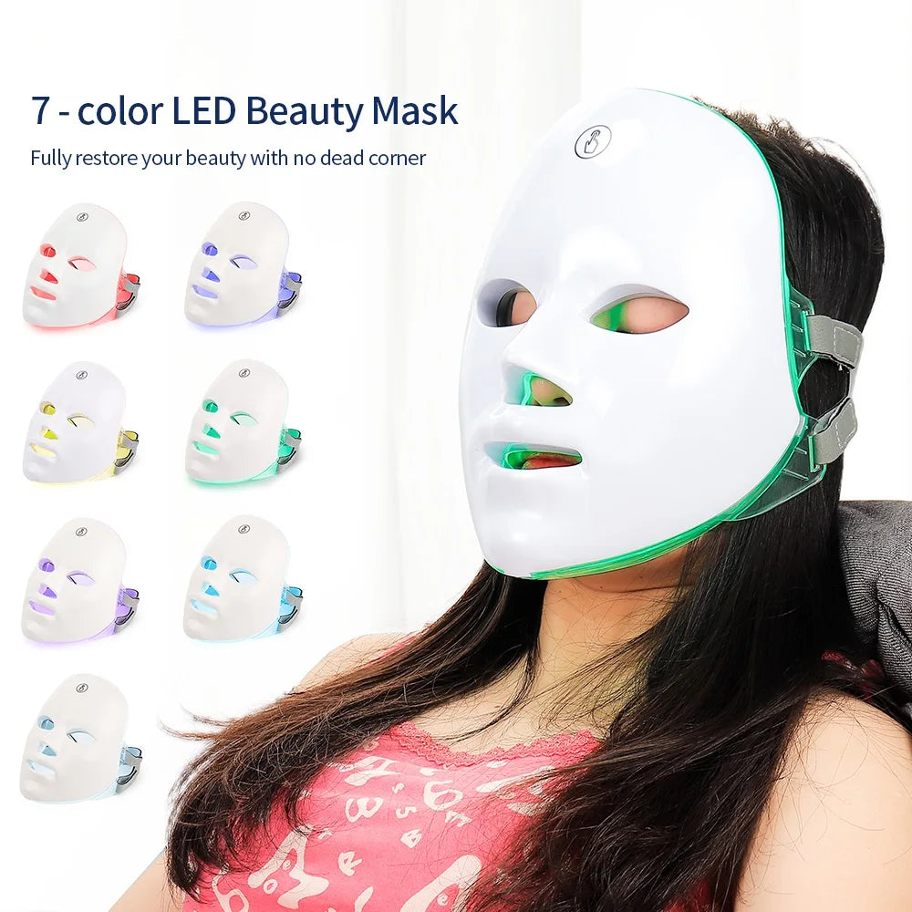 7-Color LED Light Therapy Facial Mask for Skin Rejuvenation - 7