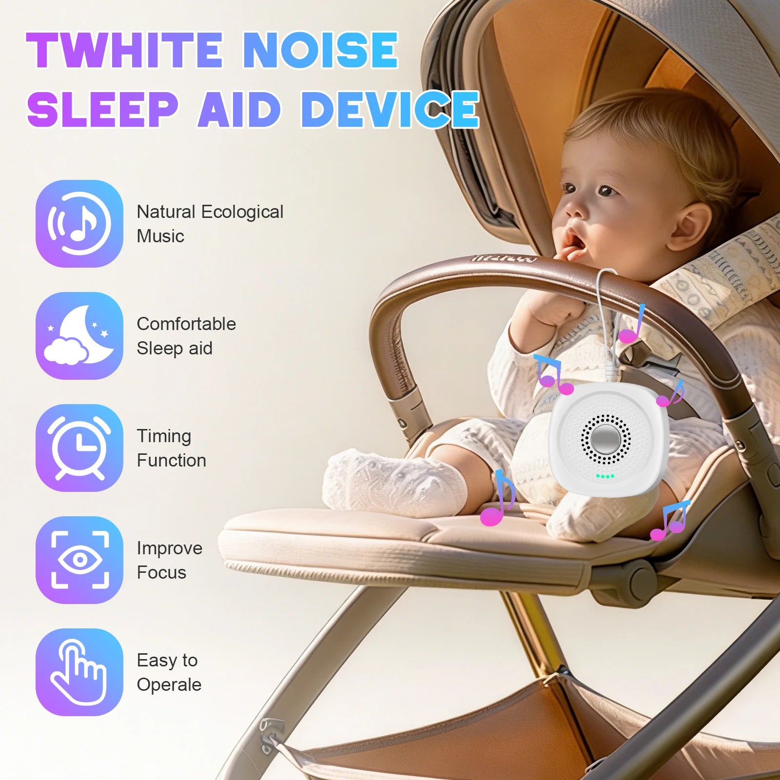 Portable White Noise Sound Machine for Sleep and Travel - 8