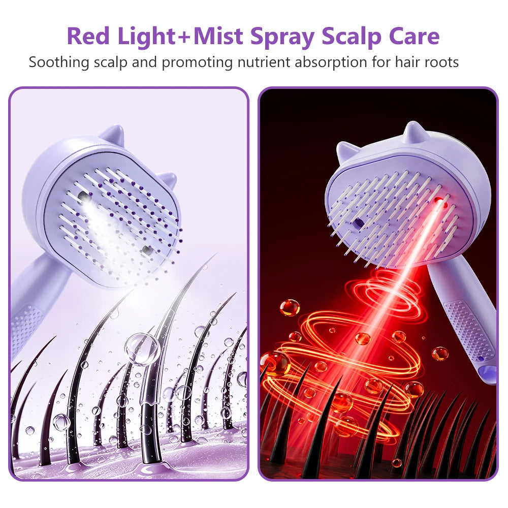 Electric Mist Spray Massage Comb for Hair Detangling and Scalp Care