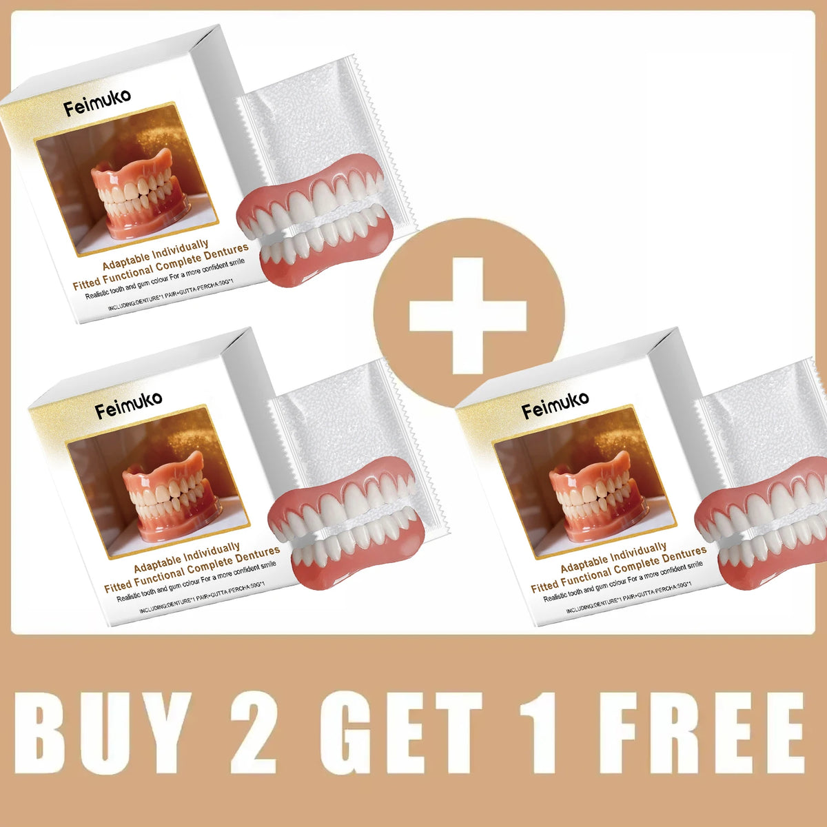 Soft Silicone Denture Adhesive and Comfort Kit for Upper and Lower Teeth