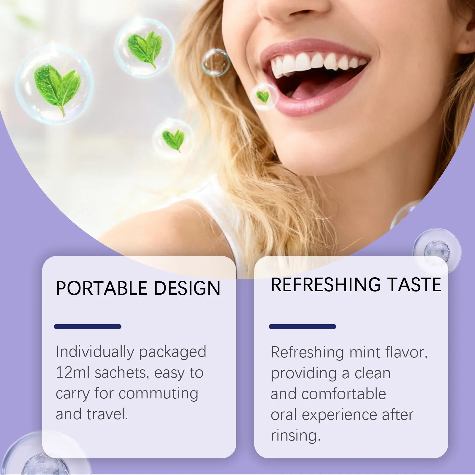 Portable Single-Use Purple Mouthwash Sachets for Fresh Breath - 8