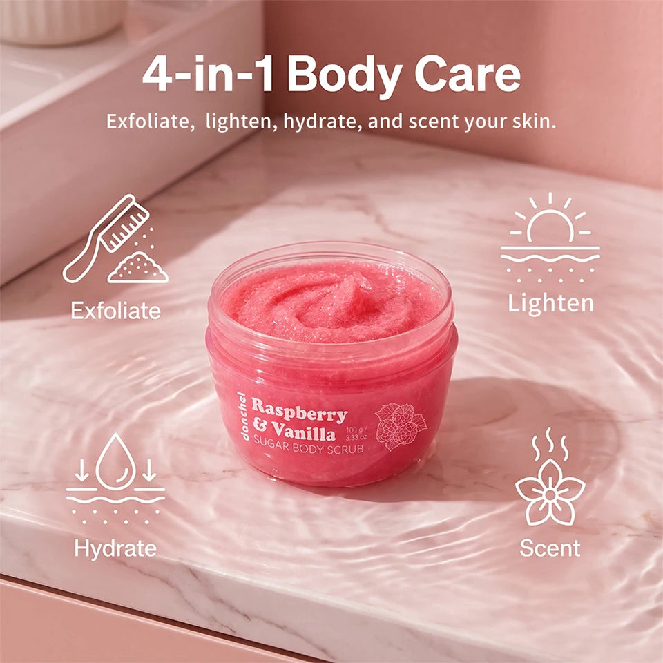 Raspberry Vanilla Sugar Body Scrub for Smooth Exfoliated Skin