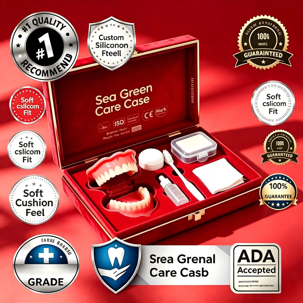 Comfort Fit Full Mouth Denture Set with Complete Care and Storage Kit