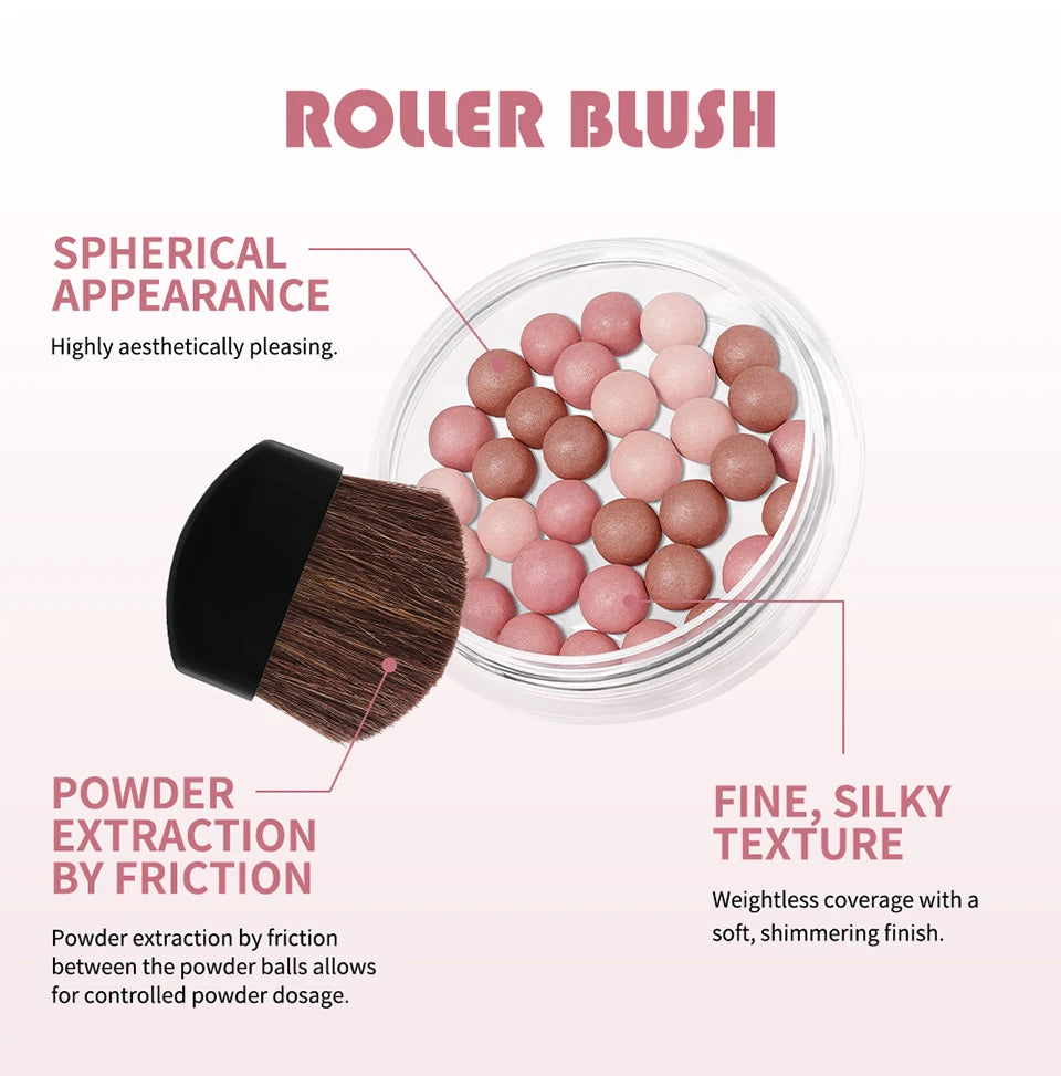 Spherical Shimmer Powder Blush Beads with Applicator