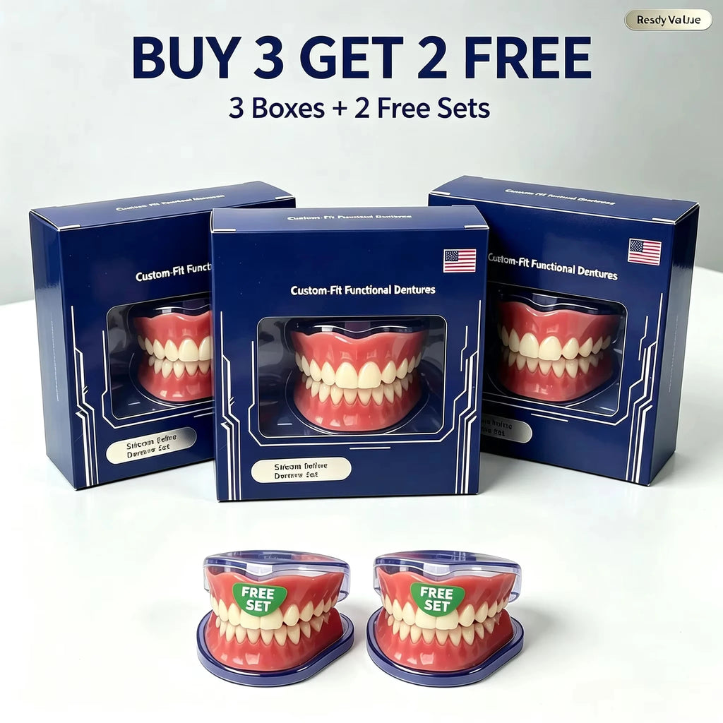 Instant Smile Cosmetic Dentures with Comfortable Silicone Gum Base
