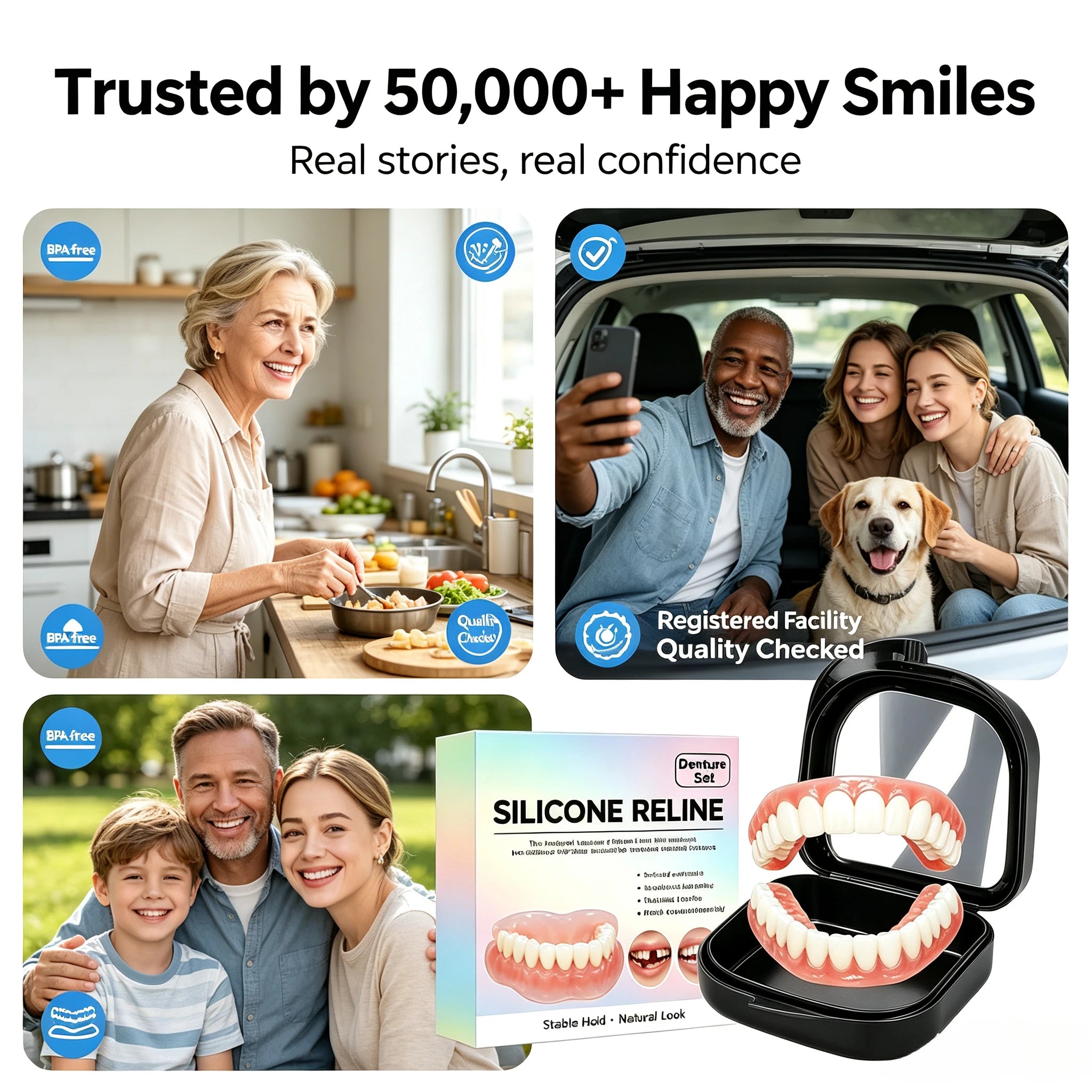 Comfort Fit Silicone Dentures Upper and Lower Set - 3