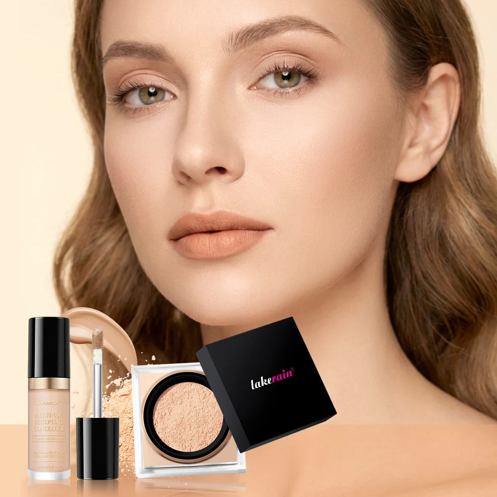 Matte Finish Concealer and Loose Setting Powder Makeup Set