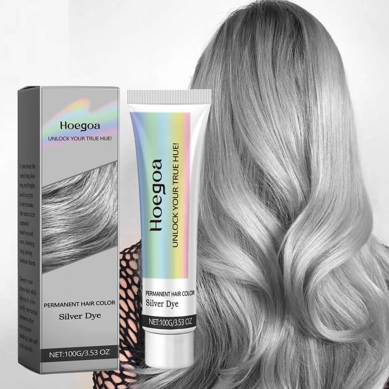 Permanent Silver Gray Hair Coloring Cream - 1