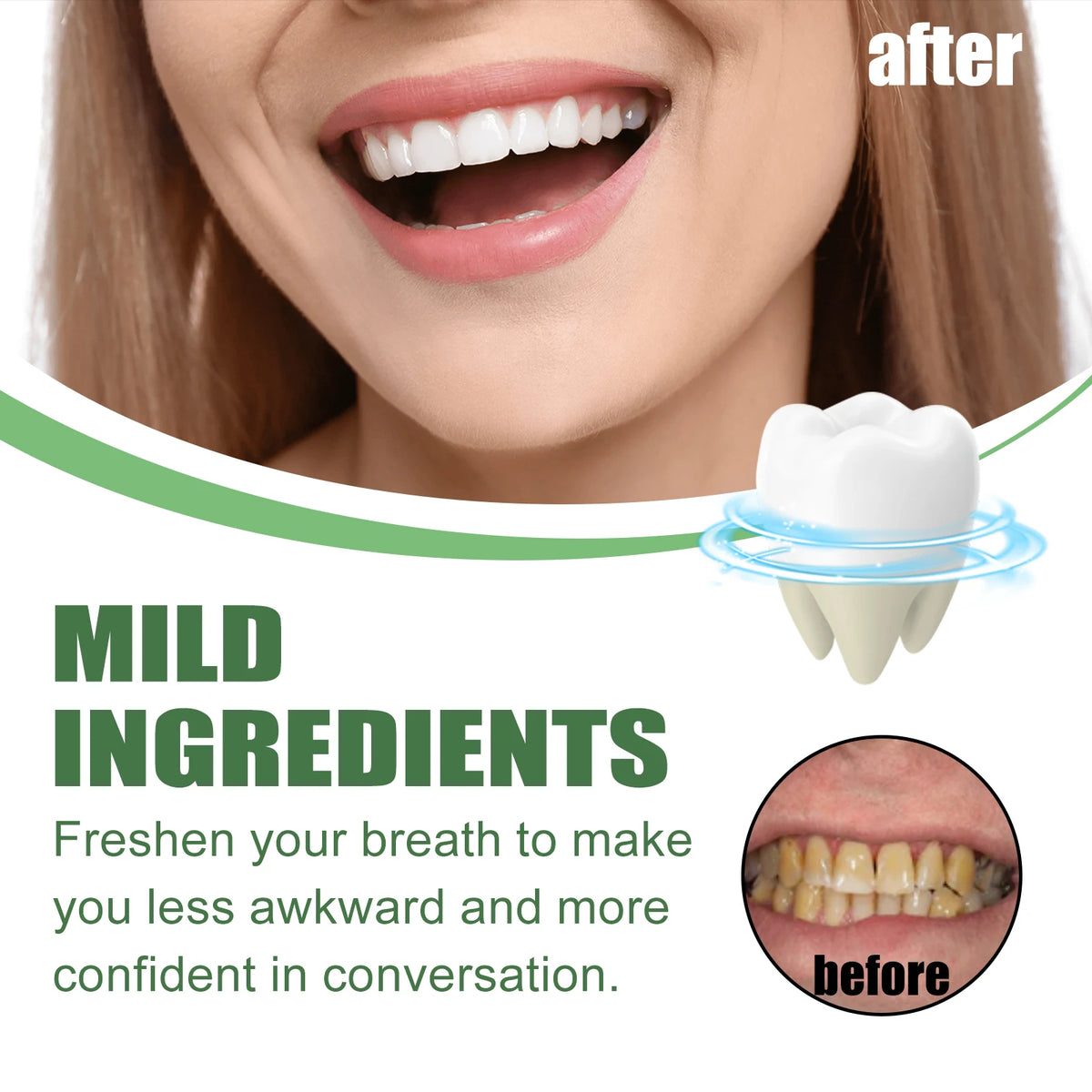 Whitening Foaming Toothpaste for Stain Removal and Deep Cleaning