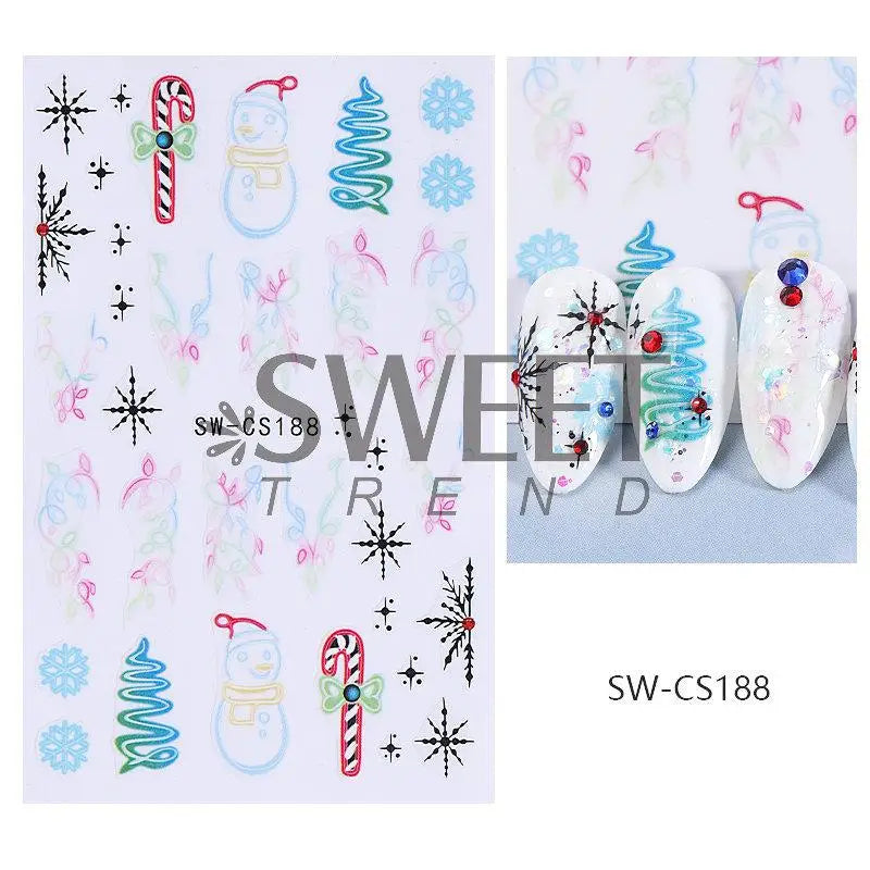 3D Christmas Cartoon Nail Art Sticker Decals