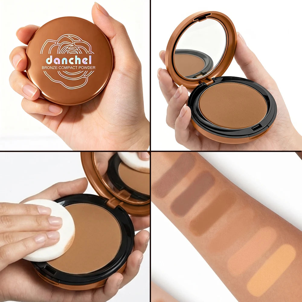 6-Color Matte Bronzer Pressed Powder for Natural Sun-Kissed Glow - 6