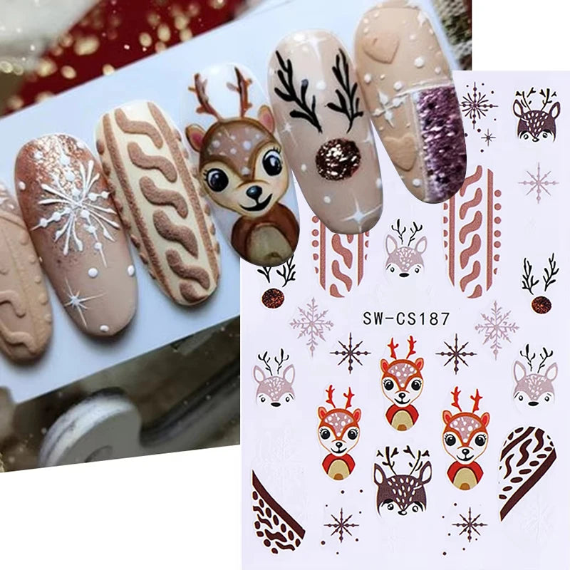 3D Christmas Cartoon Nail Art Sticker Decals