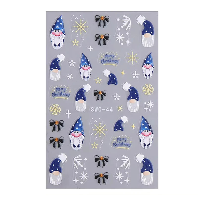3D Christmas Cartoon Nail Art Sticker Decals