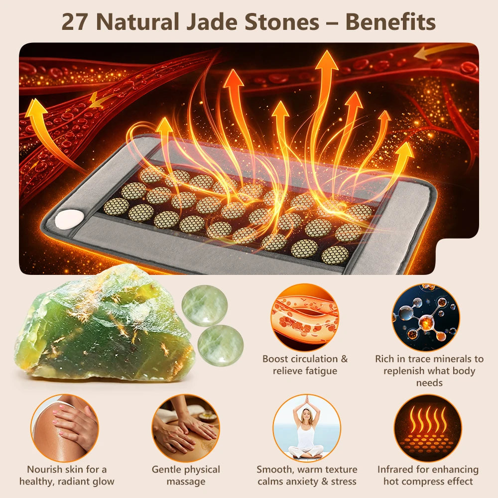 Natural Jade Stone Heating Pad for Pain Relief and Relaxation