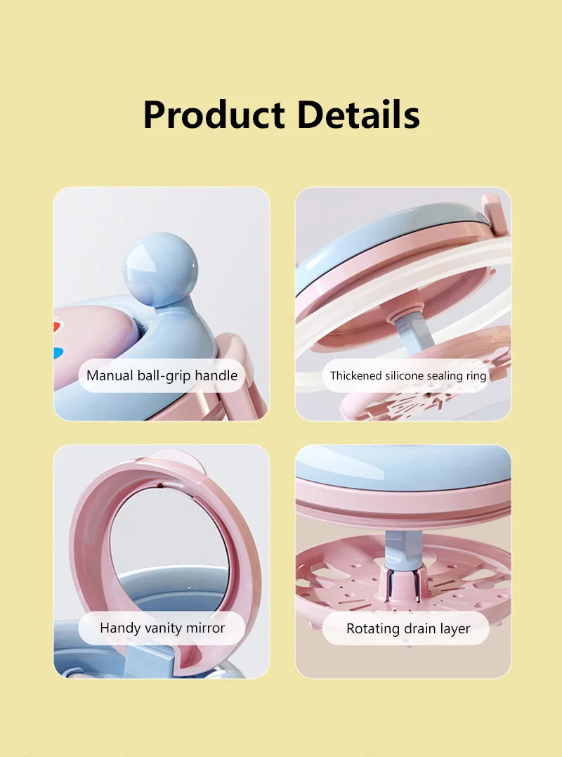 Portable Denture Cleaning Case with Rotary Brush and Storage Tray