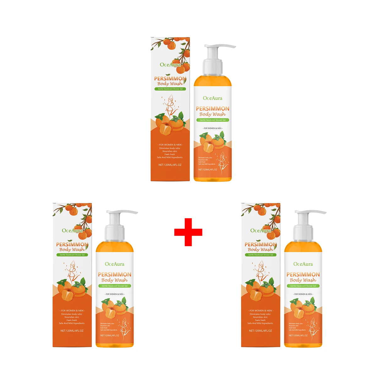 Persimmon Exfoliating Body Wash and Odor Neutralizing Shower Gel