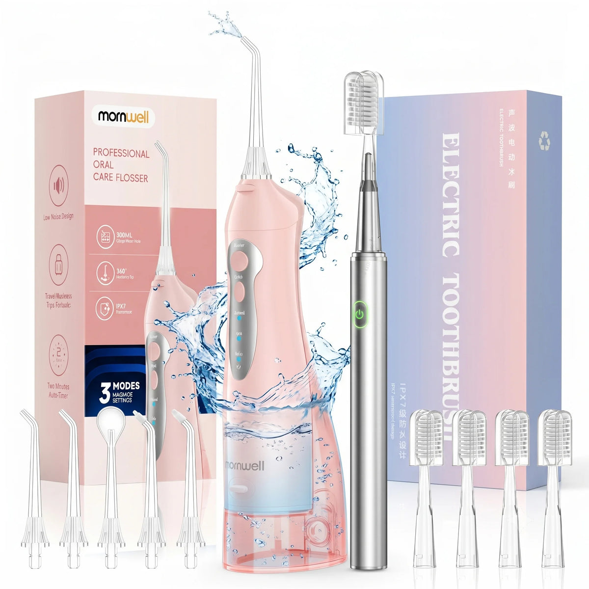 Portable Electric Water Flosser and Toothbrush Oral Care Combo Set