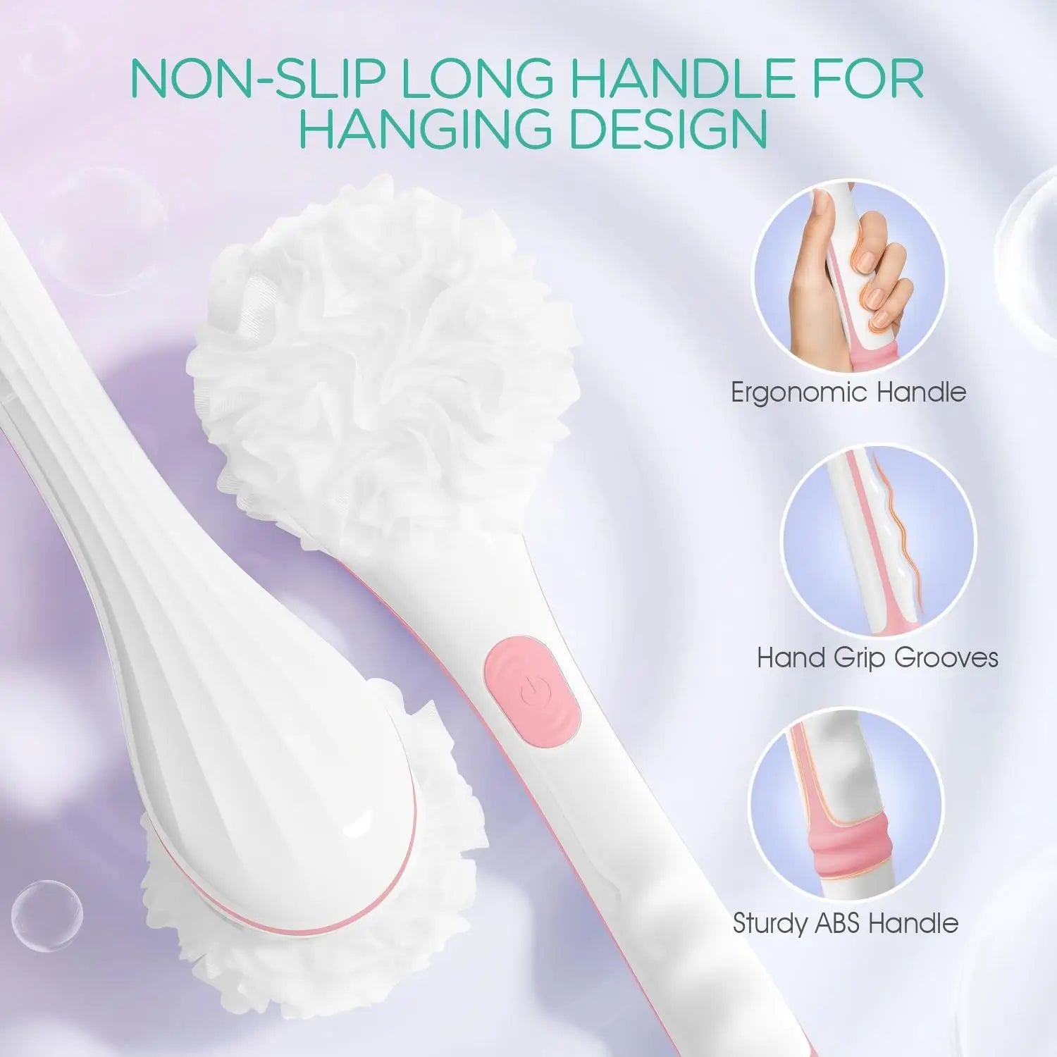 Electric Long Handle Bath Brush and Exfoliating Back Scrubber - 4
