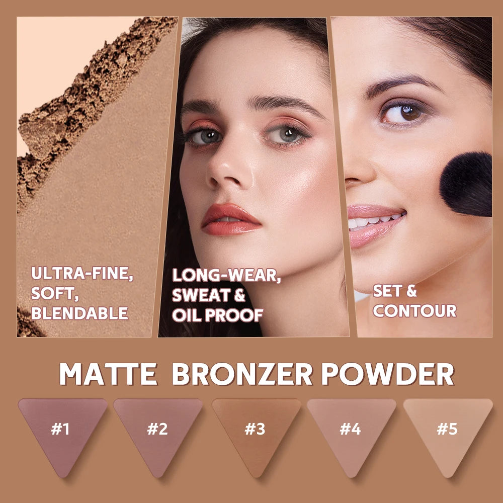 Long-Lasting Matte Bronzer Contour Powder for Face Sculpting - 18
