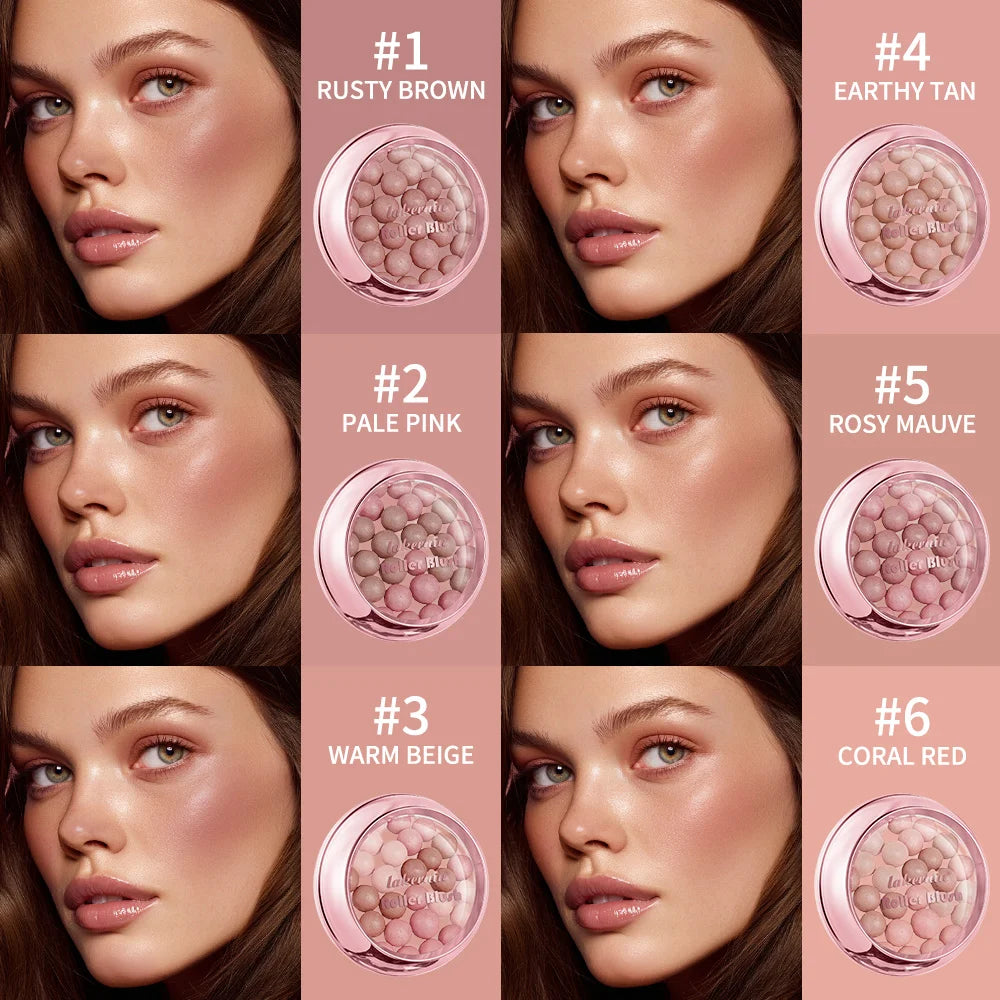 Spherical Shimmer Powder Blush Beads with Applicator