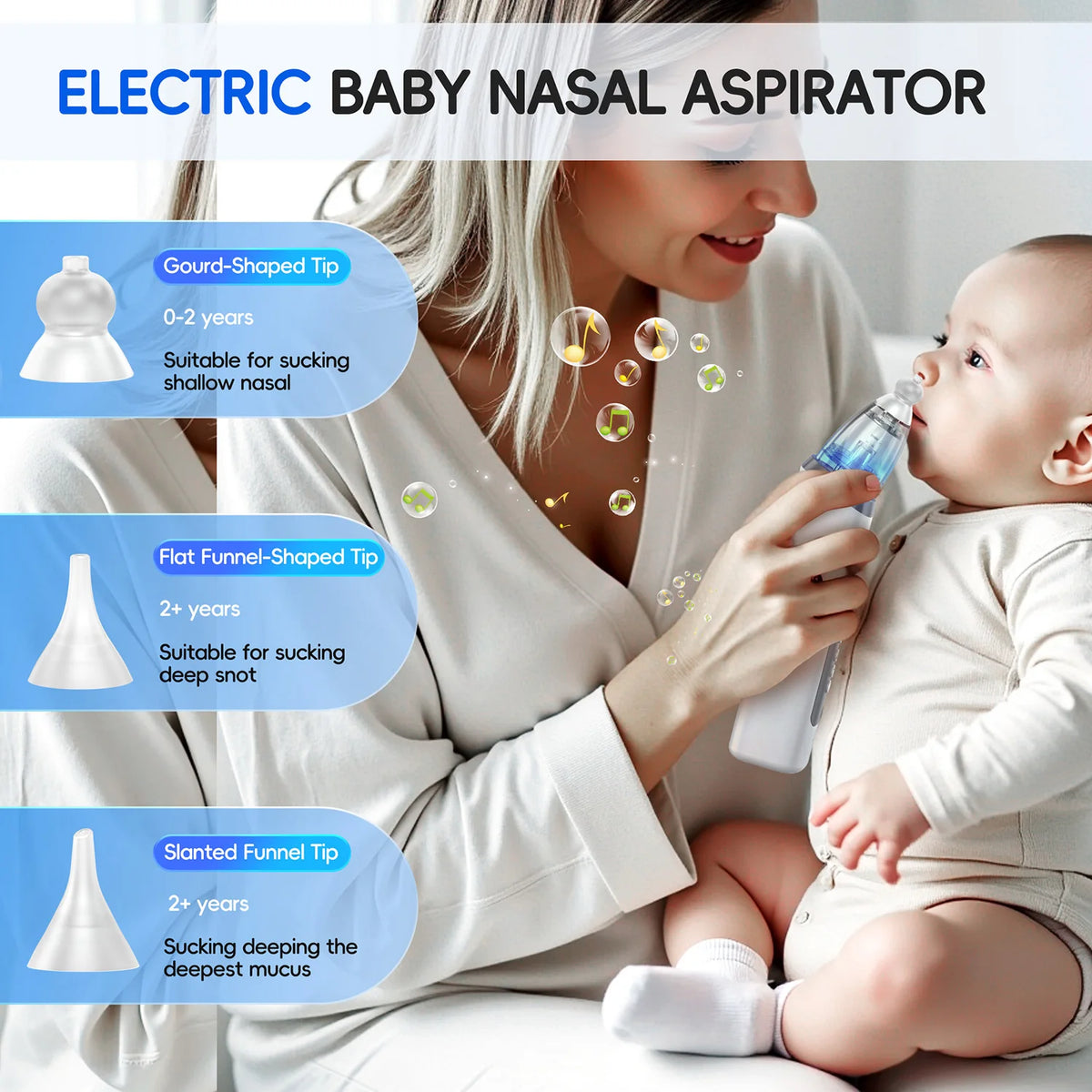 Electric Baby Nasal Aspirator with Music and 3 Suction Levels