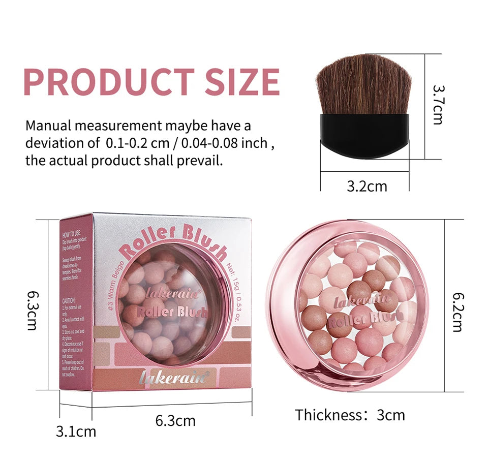 Spherical Shimmer Powder Blush Beads with Applicator - 16