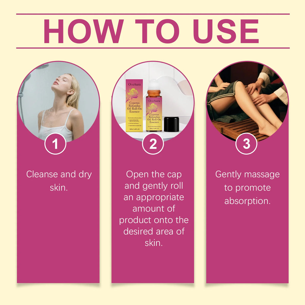 Cyperus Rotundus Roll-On Oil for Post-Hair Removal Skin Soothing