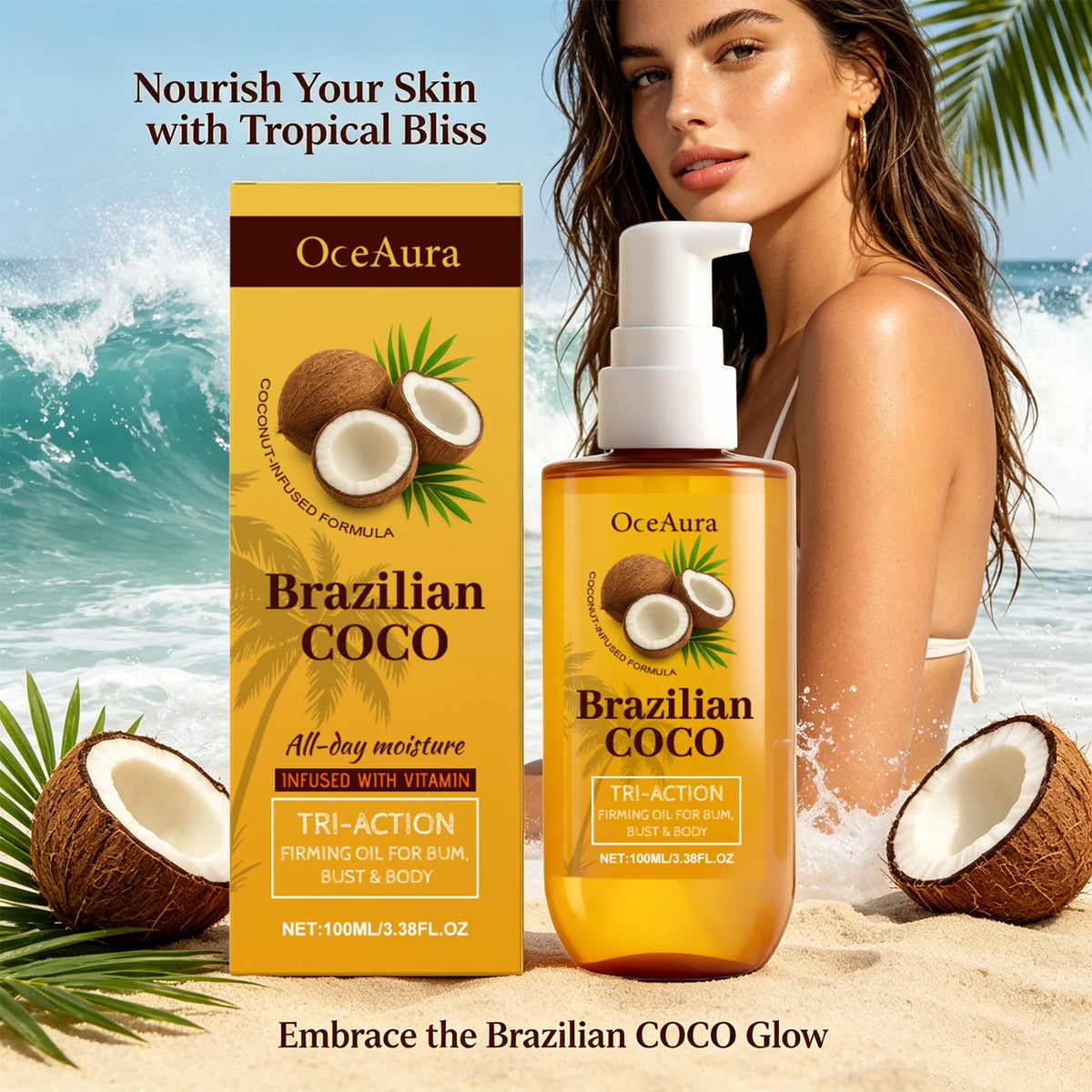 Coconut Firming and Hydrating Body Oil for Skin Elasticity