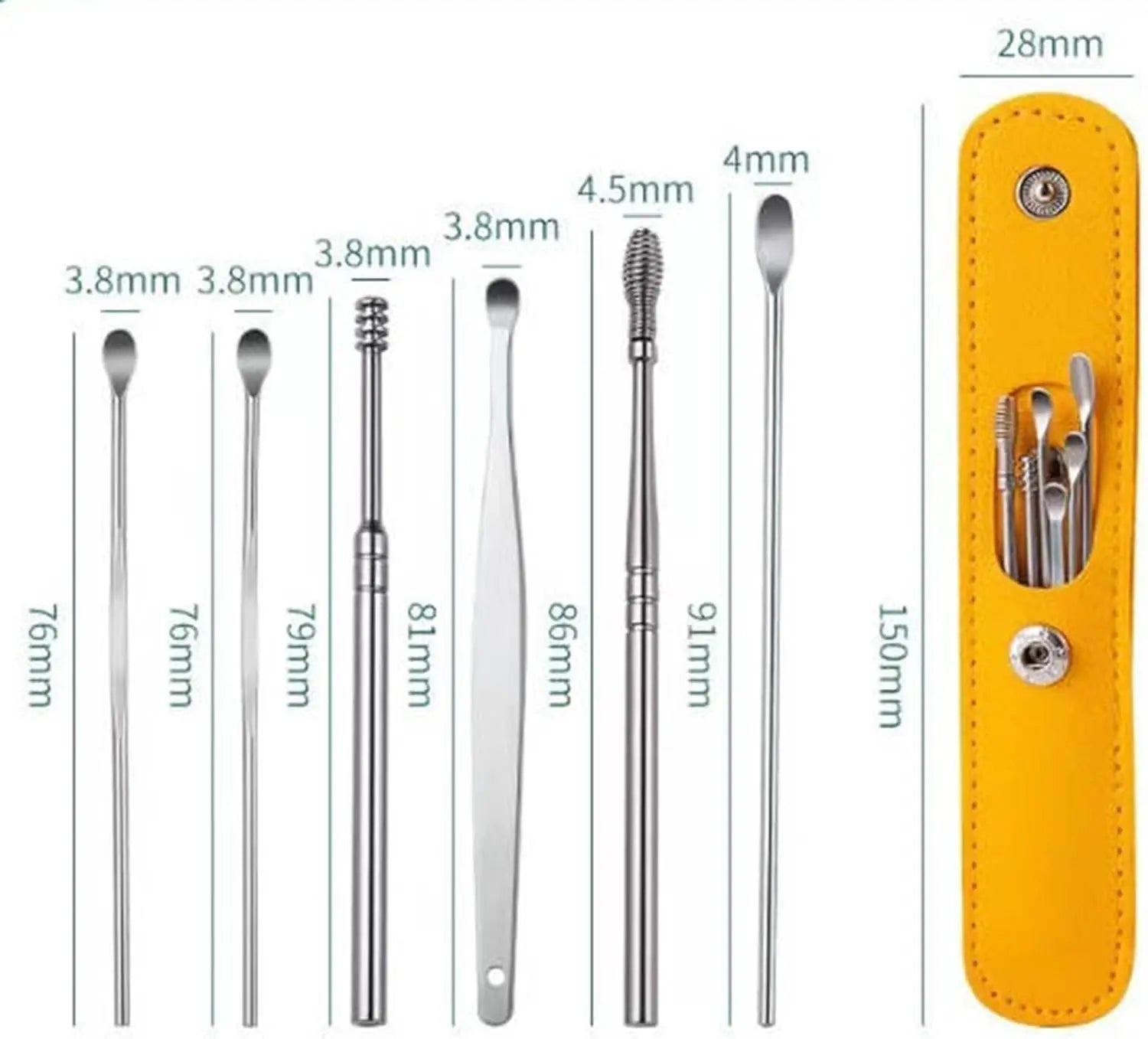 Stainless Steel Ear Wax Removal Cleaning Kit with Storage Case - 5