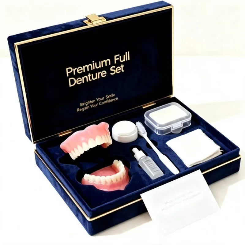 Realistic Cosmetic Denture Set with Cleaning Kit