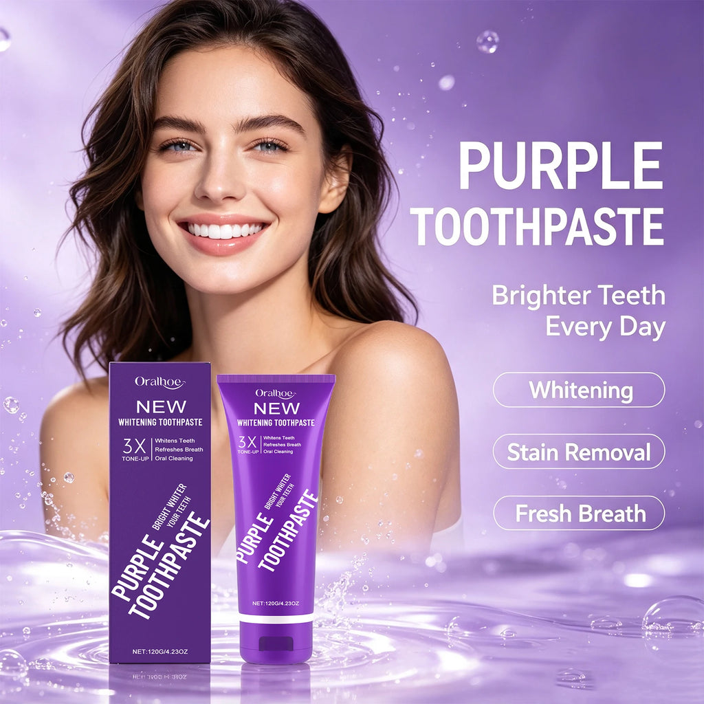 Purple Teeth Whitening Toothpaste for Stain Removal