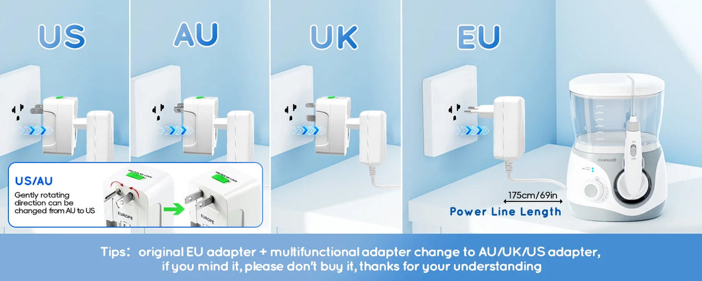 Electric Water Flosser for Teeth with 8 Multi-Function Nozzles