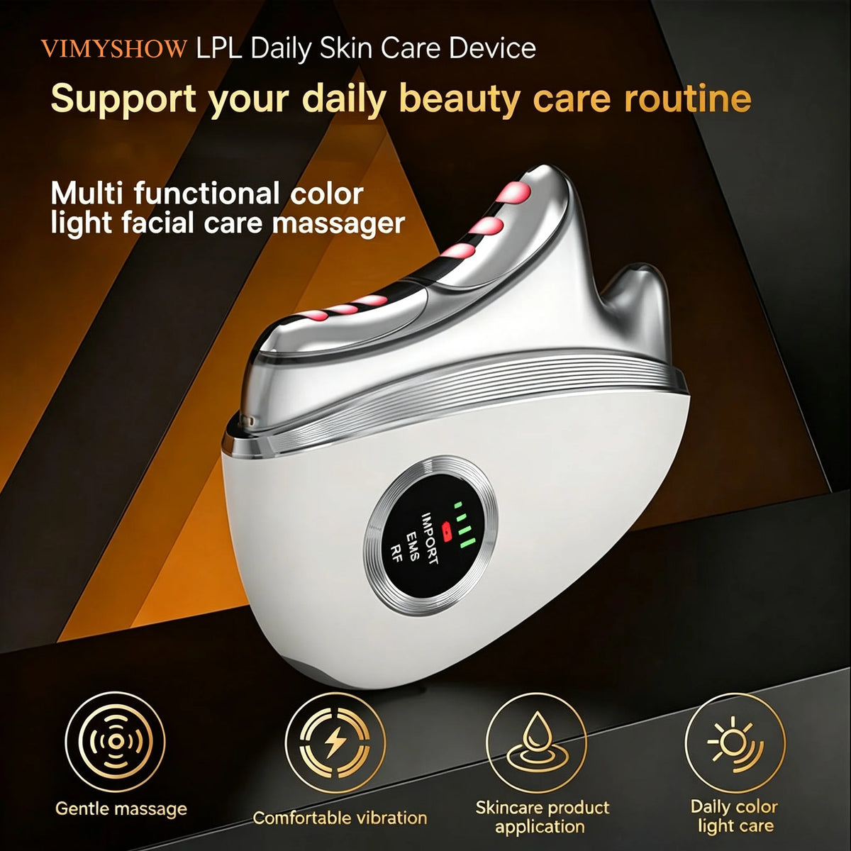 3-in-1 LED Microcurrent Facial Massager and Skin Contouring Wand