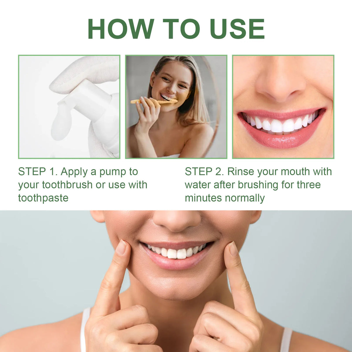 Whitening Foaming Toothpaste for Stain Removal and Deep Cleaning