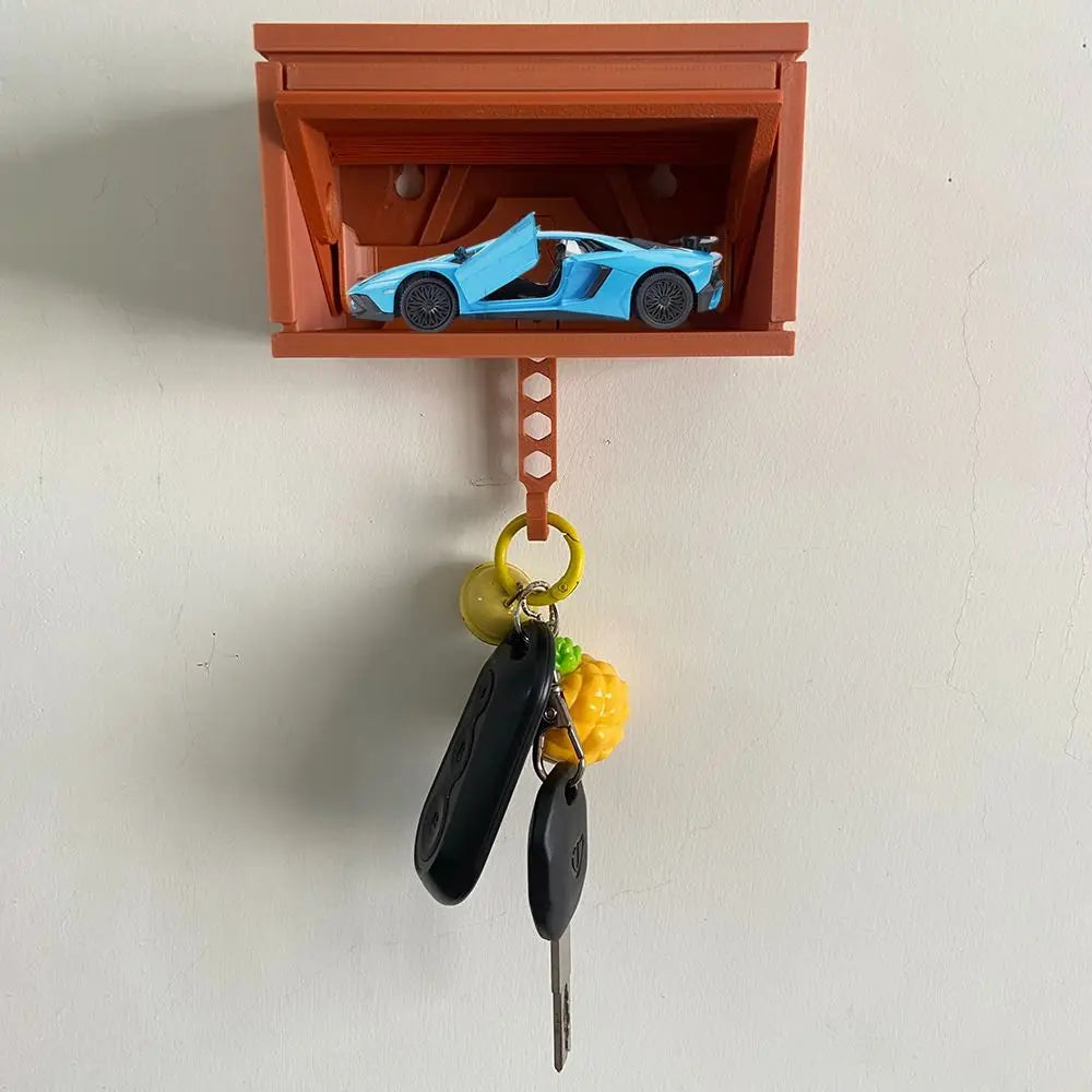 Wall-Mounted Garage Door Key Holder and Display Shelf
