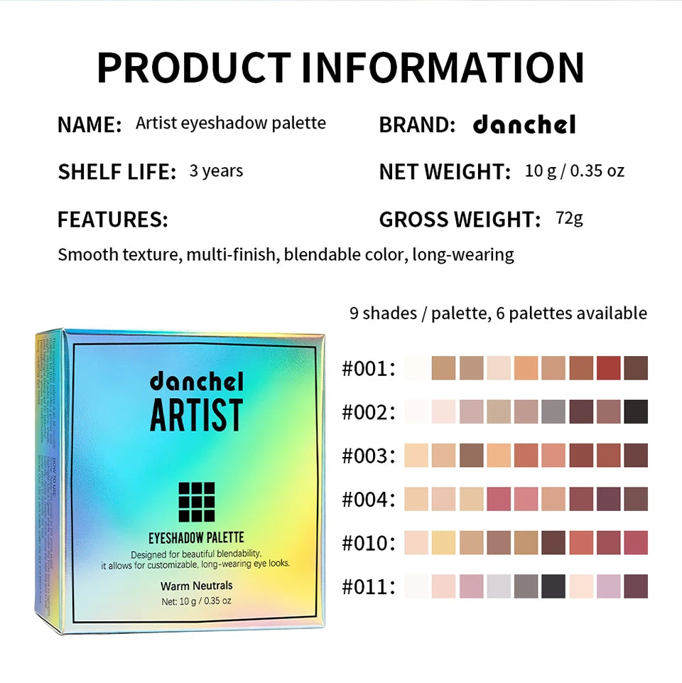 9-Color Professional Matte and Shimmer Eyeshadow Palette