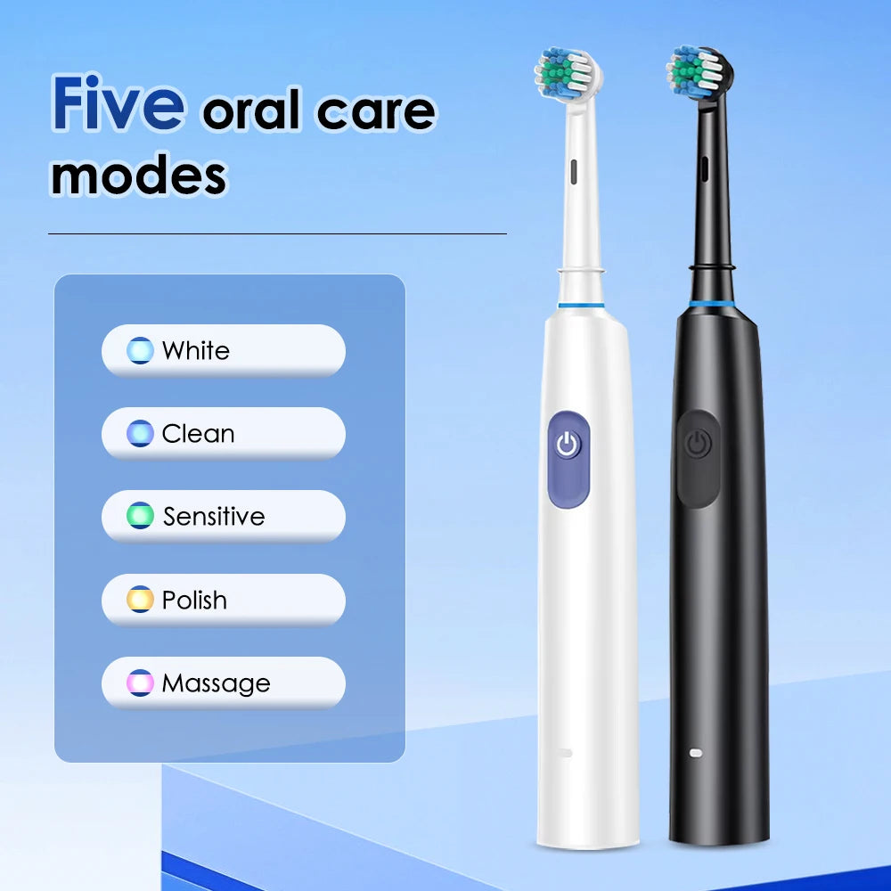 Rechargeable Rotating Electric Toothbrush with 4 Brush Heads