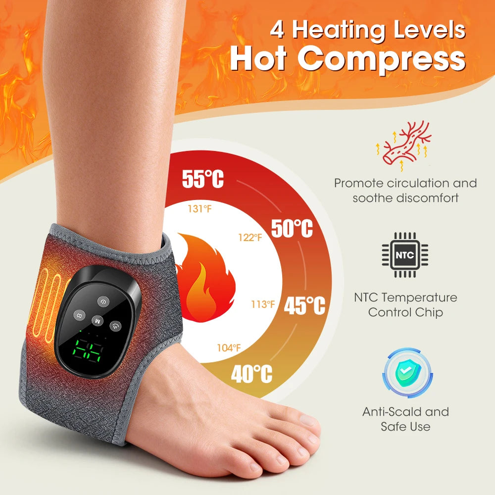 Cordless Heated Ankle Massager with Vibration Therapy