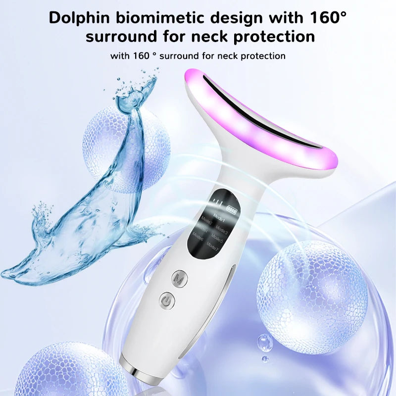 7-Color LED Microcurrent Neck and Face Beauty Lifting Device