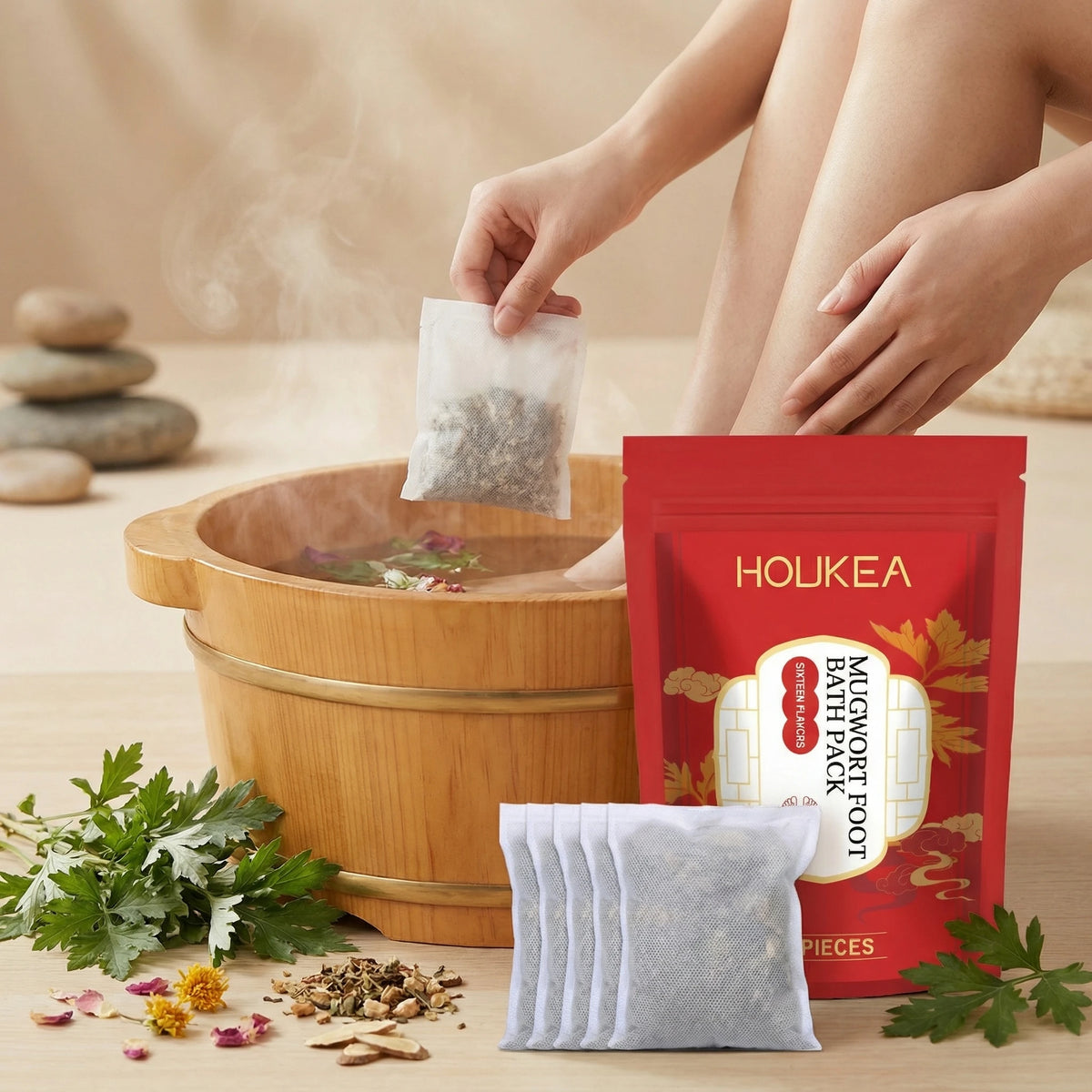 Herbal Mugwort Foot Bath Soak for Relaxation and Sleep Support