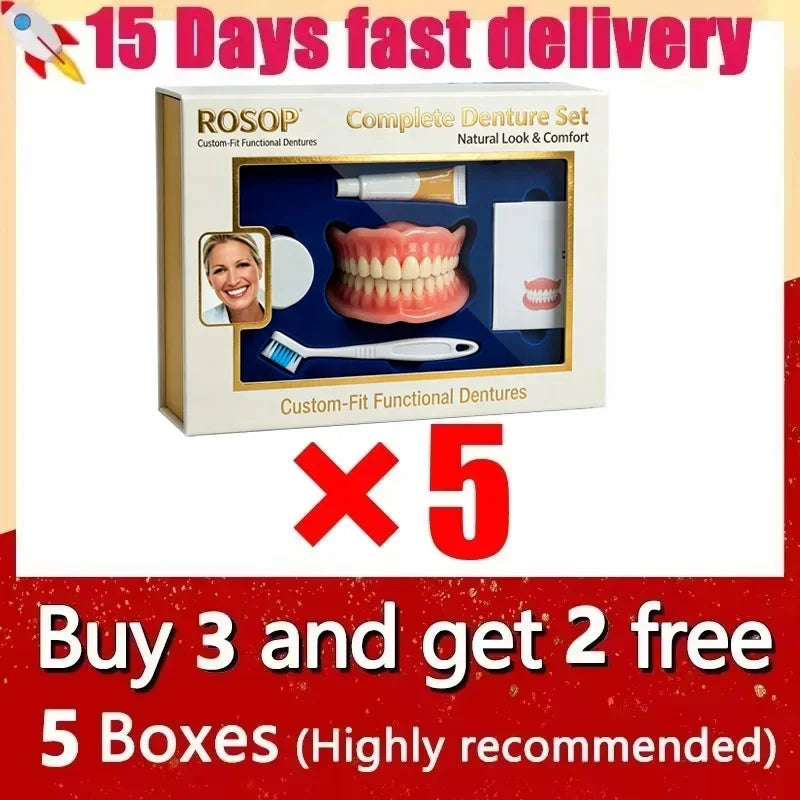 Comfort Fit Cosmetic Silicone Dentures for Instant Smile