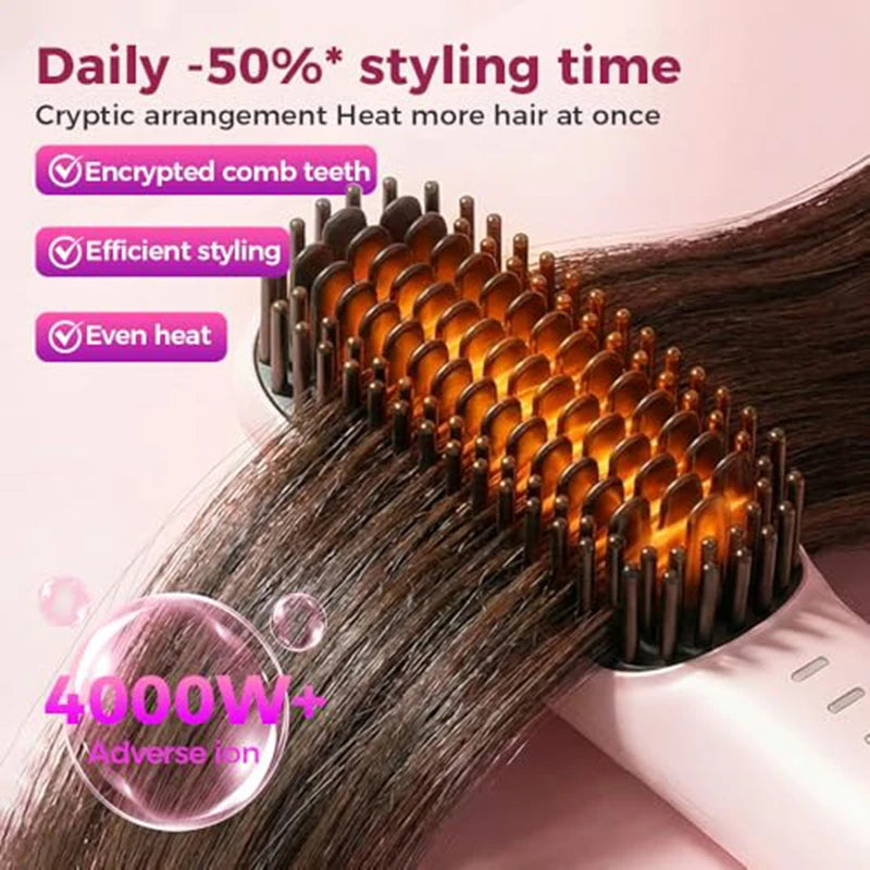 Fast-Heating Ionic Hair Straightening Brush for Frizz-Free Styling - 1