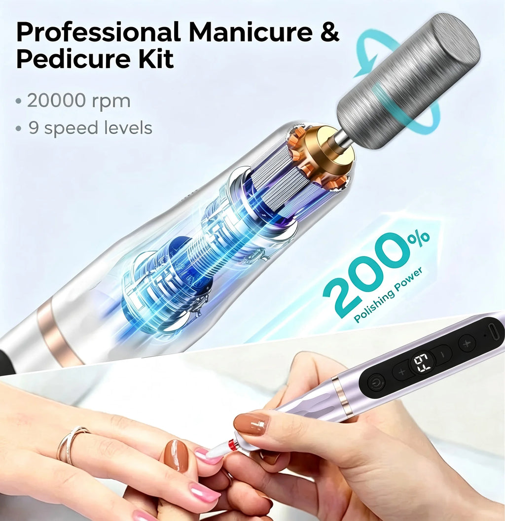 Professional Cordless Electric Nail Drill and UV Lamp Kit
