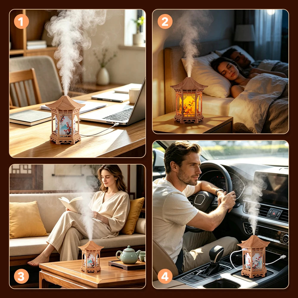 Portable Ultrasonic Pavilion Humidifier with Night Light