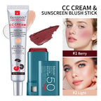 Color Correcting CC Cream and Sunscreen Blush Stick Makeup Set