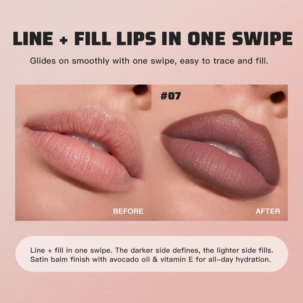 2-in-1 Dual Ended Lip Liner and Hydrating Matte Lipstick
