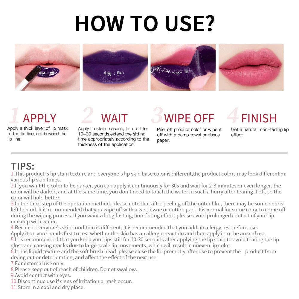 Long-Lasting Waterproof Peel-Off Lip Stain - 6