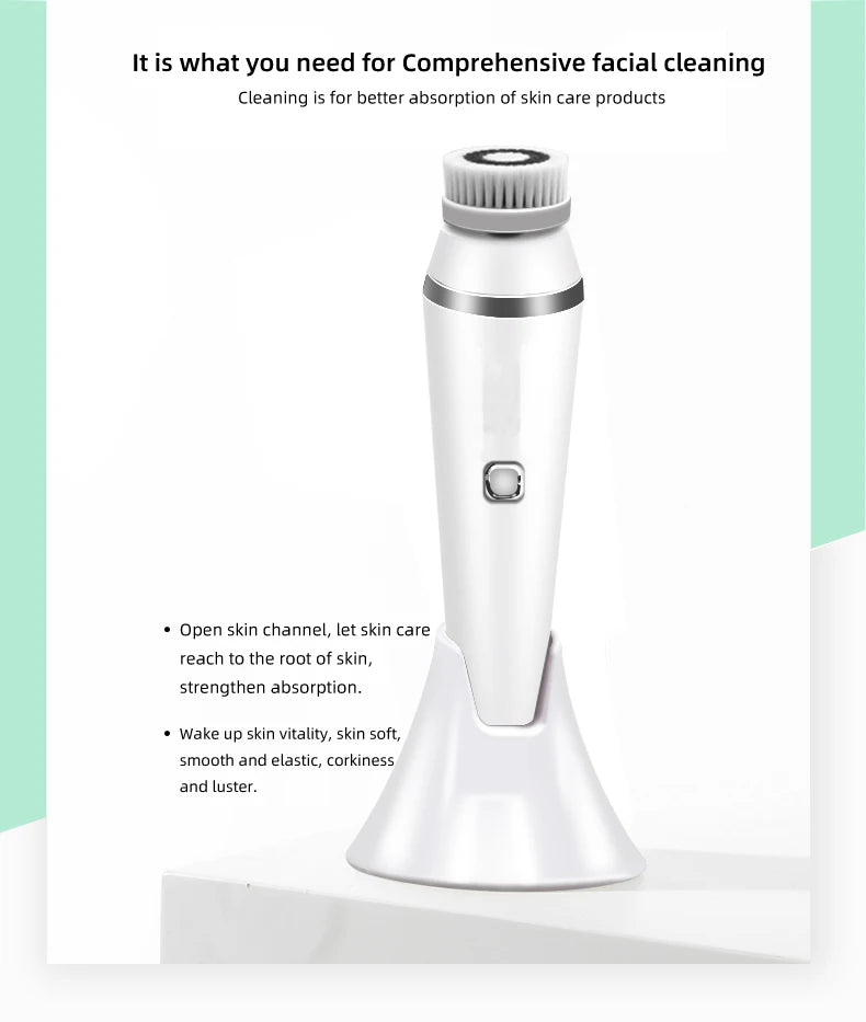4-in-1 Electric Rotating Facial Cleansing and Massage Brush