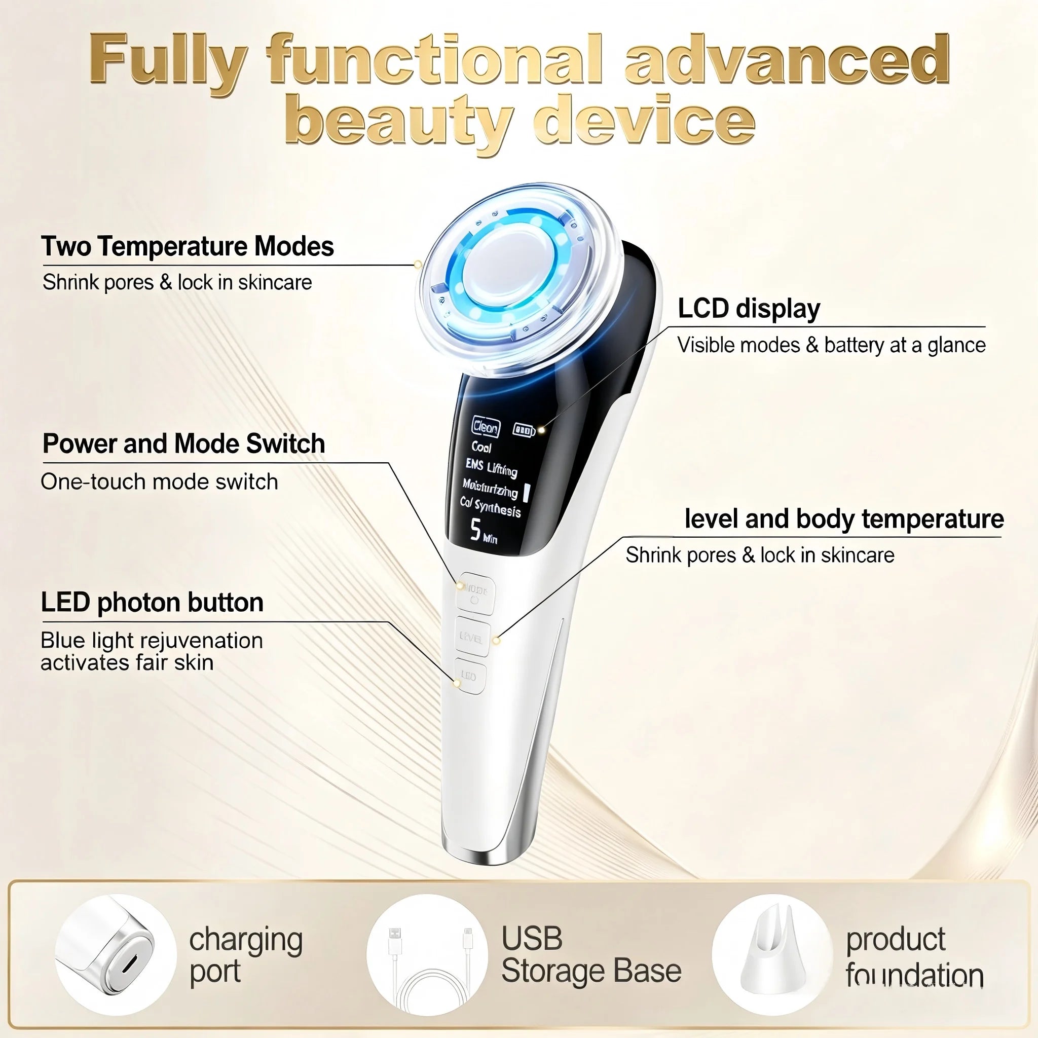5-in-1 Micro-Current Facial Rejuvenation & Skin Tightening Device - 6