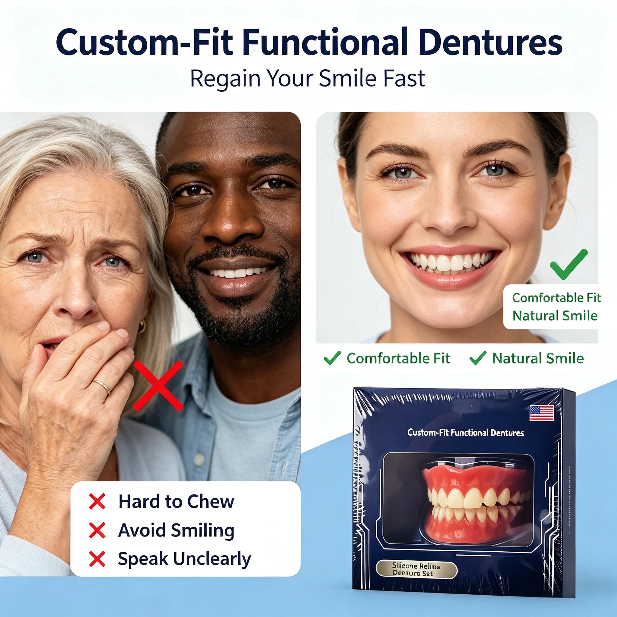 Adjustable Silicone Denture Set for Natural Smile - 4